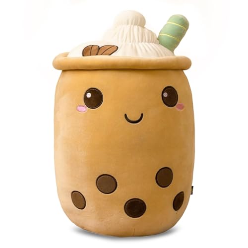 Lithyc Bubble-Tea perlen, SüßEs Bubble Tea PlüSch – squishmallows Bubble Tea,Kann als Heimdekoration verwendet Werden, als wunderbares Geschenk für Verwandte und Freunde(24cm – Braun) von Lithyc