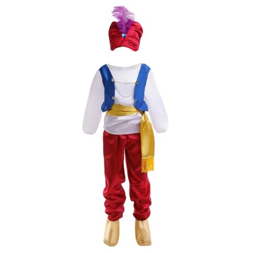 Lito Angels Aladdin Arabischer Prinz Kostüm Kleid Verkleidung mit Hut und Genie Schuhüberzug für Kinder Jungen Größe 5-6 Jahre 116 (Tag-Nummer 0M) von Lito Angels