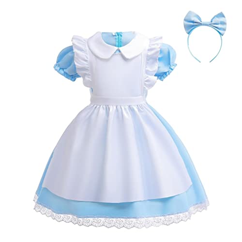 Lito Angels Alice im Wunderland Kleid Kostüm Verkleidung mit Weißer Schürze und Haarreifen für Kinder Mädchen Größe 10-12 Jahre 146 152 (Tag-Nummer 150) von Lito Angels