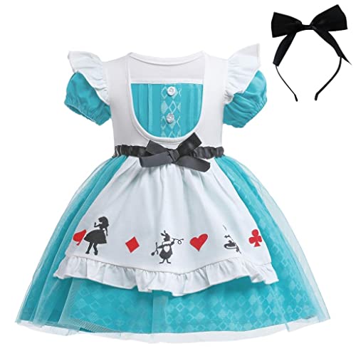 Lito Angels Alice im Wunderland Kleid mit Stirnband für Baby Mädchen, Casual Kostüm Verkleidung Sommerkleid, Größe 12-18 Monate 86 von Lito Angels