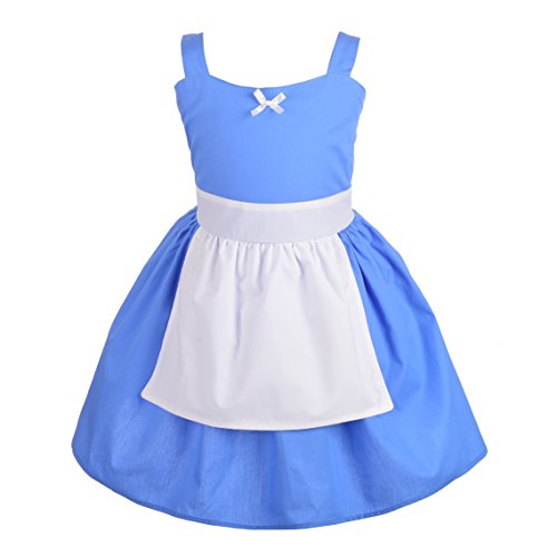 Lito Angels Alice im Wunderland Kleid mit weißer Schürze Verkleiden Kostüm für Kinder Mädchen Größe 4-5 Jahre 110, Blau von Lito Angels