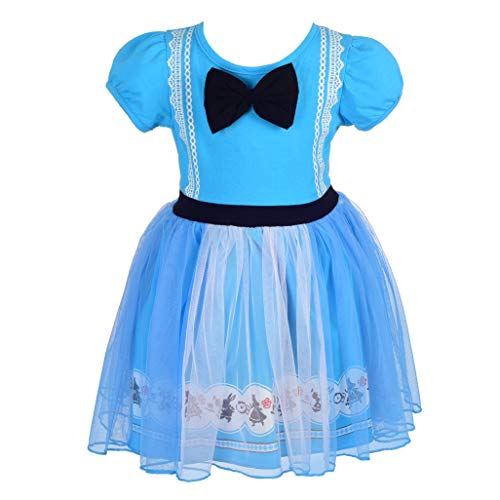 Lito Angels Alice im Wunderland Kostüm Kleid für Baby Mädchen, Sommer Casual Kurzarm Tüllkleid, Größe 12-18 Monate 86, Blau von Lito Angels