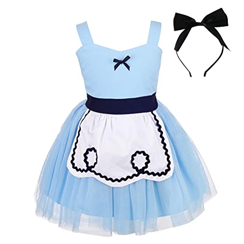 Lito Angels Alice im Wunderland Kostüm Kleid mit Schleife Haarreifen für Kinder Mädchen Größe 5-6 Jahre 116, Blau Lito Angels Alice im Wunderland Kostüm Kleid mit Schleife Haarreifen für Kinder Mädchen Größe 5-6 Jahre 116, Blau von Lito Angels