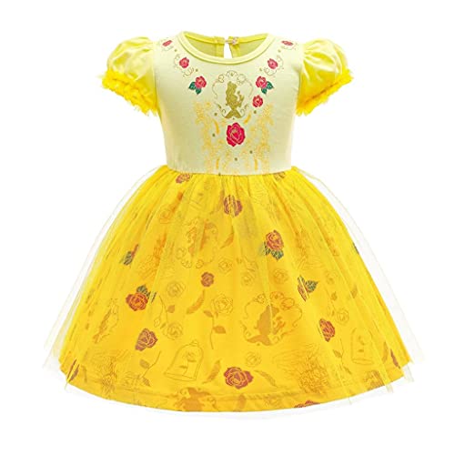 Lito Angels Prinzessin Belle Kostüm Kleid für Kleinkind Mädchen, Die Schöne und das Biest Verkleidung Casual Sommerkleid, Größe 12-18 Monate 86, Gelb 301 von Lito Angels