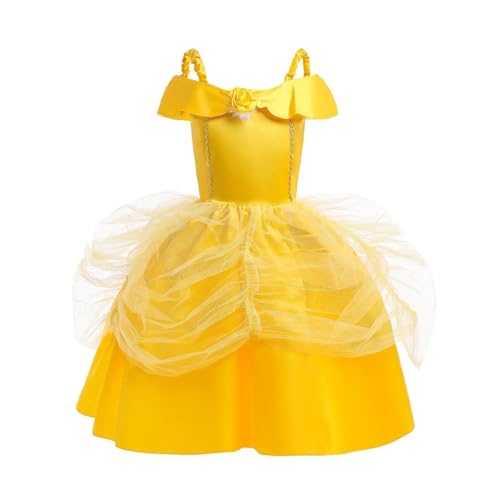 Lito Angels Prinzessin Belle gelbes Kleid Ballkleid Schöne und das Biest Kostüm Verkleiden für Baby Mädchen Größe 18-24 Monate 92, Stile A von Lito Angels