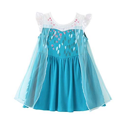 Lito Angels Prinzessin Elsa Kostüm Kleid für Baby Mädchen, Eiskönigin Verkleidung Casual Sommerkleid, Größe 12-18 Monate 86 von Lito Angels
