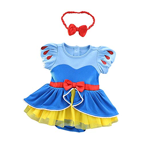 Lito Angels Prinzessin Schneewittchen Kleid mit Stirnband für Baby Mädchen, Body Strampler Kostüm Verkleidung, Größe 3-6 Monate von Lito Angels