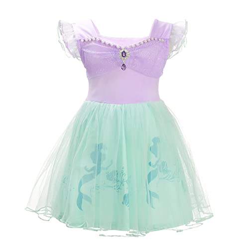Lito Angels Kleine Meerjungfrau Prinzessin Arielle Kleid Kostüme Verkleidung für Baby Mädchen, Größe 12-18 Monate 86, Lila 265 von Lito Angels