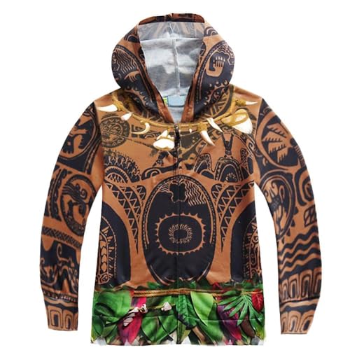 Lito Angels Maui Kostüm Kapuzenjacke Zipper Hoodie Reißverschluss Jacke für Kinder Jungen, Karneval Halloween Party Verkleidung, Größe 5-6 Jahre 116 von Lito Angels