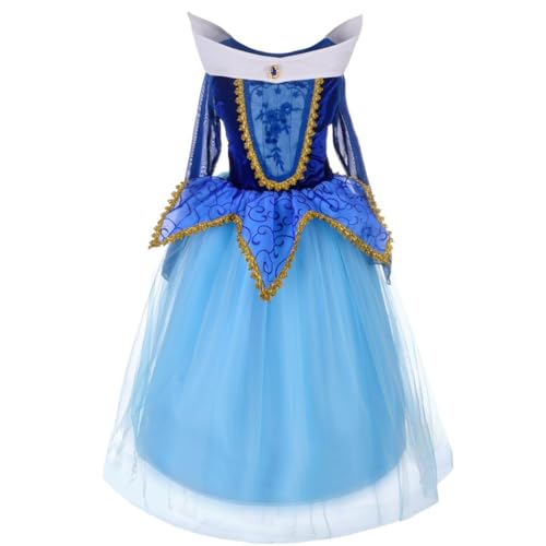 Lito Angels Dornröschen Prinzessin Aurora Kleid Kostüm Verkleidung für Kinder Mädchen Größe 4-5 Jahre 110, Blau (Tag-Nummer 110) von Lito Angels