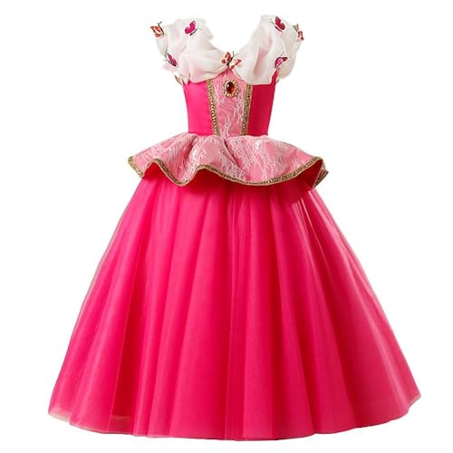 Lito Angels Dornröschen Prinzessin Aurora Kleid Kostüm Verkleidung für Kinder Mädchen Größe 4-5 Jahre 110, heißes Rosa (Tag-Nummer 100) von Lito Angels