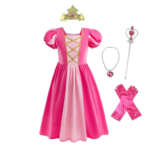 Lito Angels Dornröschen Prinzessin Aurora Kleid Kostüm Verkleidung mit Zubehör für Kinder Mädchen Größe 7-8 Jahre 128 (Tag-Nummer 130) von Lito Angels