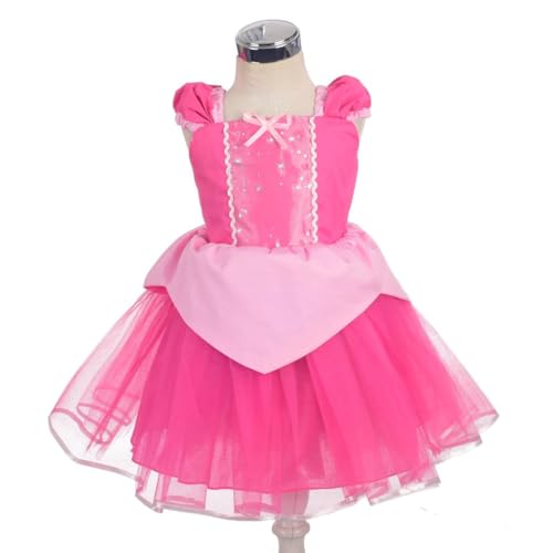 Lito Angels Prinzessin Aurora Kostüm Kleid für Kleinkind Mädchen Dornröschen Verkleidung Sommerkleid heißes Rosa Größe Gr. 2-3 Jahre 98 von Lito Angels
