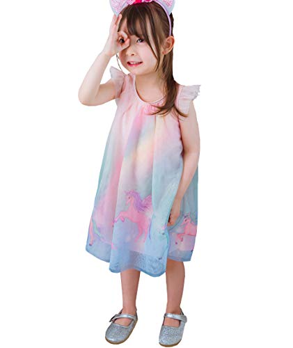 Lito Angels Einhorn Sommerkleid für Kinder Mädchen, Geburtstag Party Prinzessin Kleid, Größe 4 Jahre 104, Rosa Bunt Lito Angels Einhorn Sommerkleid für Kinder Mädchen, Geburtstag Party Prinzessin Kleid, Größe 4 Jahre 104, Rosa Bunt von Lito Angels