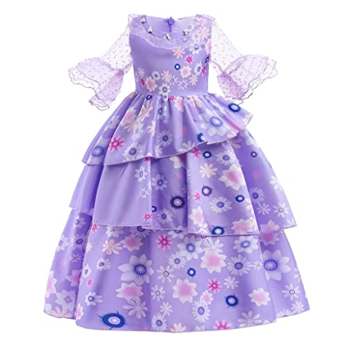 Lito Angels Encanto Isabella Lila Blumen Kleid Kostüm Verkleidung für Kinder Mädchen Größe 6-7 Jahre 122 (Tag-Nummer 130) von Lito Angels
