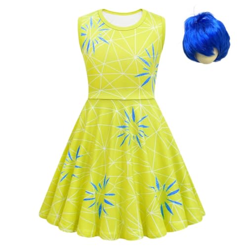 Lito Angels Freude Joy Kleid Kostüm Verkleidung mit Perücke für Kleinkind Mädchen Größe 4-5 Jahre 110 von Lito Angels