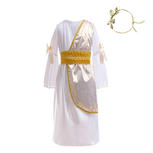 Lito Angels Griechische Römische Göttin Karneval Kostüm Kleid Verkleidung mit Lorbeerkranz Gold für Kinder Mädchen Größe 9-10 Jahre 140 (Tag-Nummer 0L) von Lito Angels