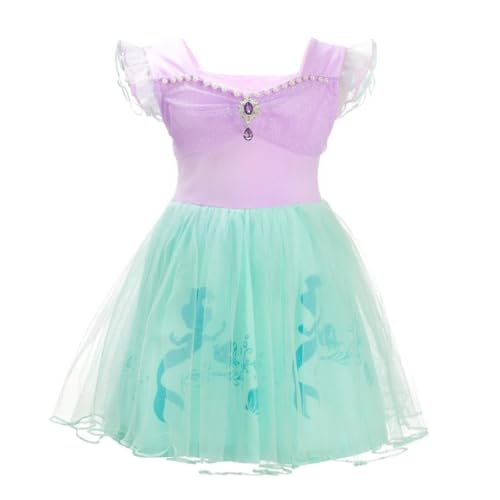 Lito Angels Kleine Meerjungfrau Prinzessin Arielle Kleid Kostüme Verkleidung für Mädchen Kinder, Größe 6-7 Jahre 122, Lila 265 von Lito Angels