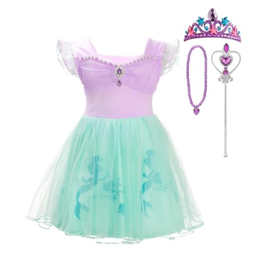 Lito Angels Kleine Meerjungfrau Prinzessin Arielle Kleid Kostüme Verkleidung mit Zubehör für Baby Mädchen, Größe 12-18 Monate 86, Lila 265 von Lito Angels