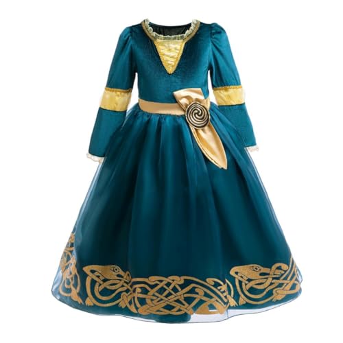 Lito Angels Mädchen Brave Prinzessin Merida Kleid Alter 10-12 Jahre Mittelalter Verkleidung mit langen Ärmeln für Halloween, Weihnachten, Welttag & Geburtstagsfeier von Lito Angels