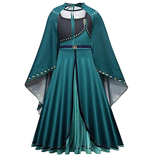 Lito Angels Prinzessin Königin Anna Krönung Kostüm Kleid mit Umhang für Kinder Mädchen, Eiskönigin Krönungskleid Verkleidung, Größe 11-12 Jahre 152, Grün 291B von Lito Angels