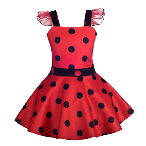 Lito Angels Kinder Mädchen Ladybug Marienkäfer Kostüm Polka Dots Kleid, Größe 4-5 Jahre 110 (Tag-Nummer 120), Rot von Lito Angels