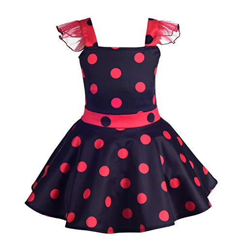 Lito Angels Kinder Mädchen Ladybug Marienkäfer Kostüm Polka Dots Kleid, Größe 4-5 Jahre 110 (Tag-Nummer 120), Schwarz von Lito Angels