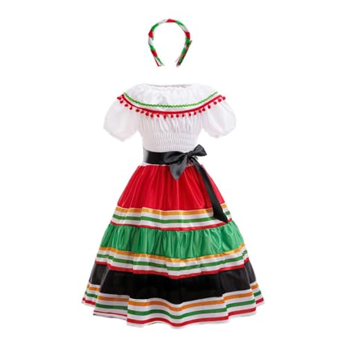 Lito Angels Mädchen Mexikanischer Stil Buntes Volkskleid mit Stirnband für Welttag des Buches Karneval Schule Multikulturelle Woche Verkleidung Kostüm Performance Party Outfit Alter 5-6 Jahre Lito Angels Mädchen Mexikanischer Stil Buntes Volkskleid mit Stirnband für Welttag des Buches Karneval Schule Multikulturelle Woche Verkleidung Kostüm Performance Party Outfit Alter 5-6 Jahre von Lito Angels