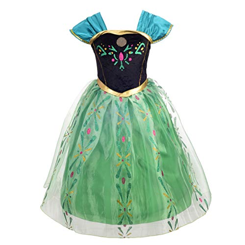 Lito Angels Prinzessin Anna Krönung Kleid Eiskönigin Kostüm Verkleiden für Kleinkind Mädchen, Größe 2-3 Jahre 98, Grün von Lito Angels