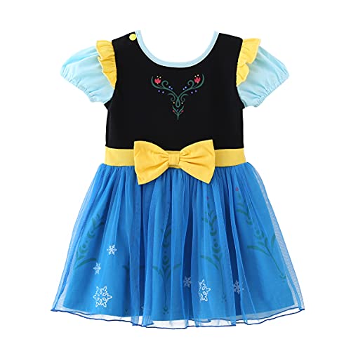 Lito Angels Prinzessin Anna Kleid Eiskönigin Verkleiden Kostüm Kurzarm für Kleinkind Mädchen Größe 2-3 Jahre 98 von Lito Angels