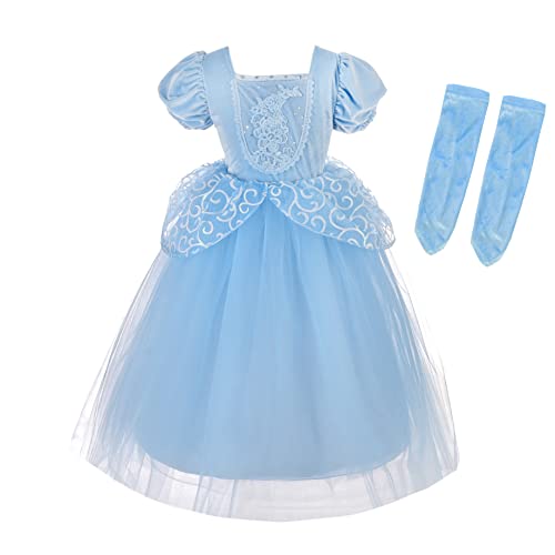 Lito Angels Prinzessin Cinderella Aschenputtel Kleid für Kinder Mädchen Kostüm Verkleiden Größe 4-5 Jahre 110, Blau von Lito Angels
