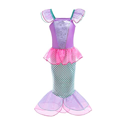 Lito Angels Meerjungfrau Prinzessin Arielle Kostüm Kleid Verkleidung für Kleinkind Mädchen, Größe 4-5 Jahre 110, heißes Rosa von Lito Angels
