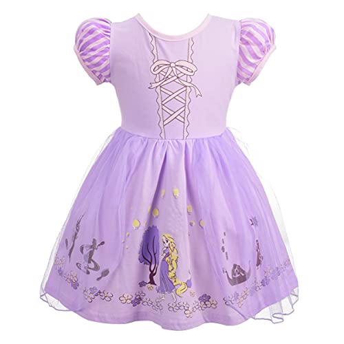 Lito Angels Prinzessin Rapunzel Kostüm Kleid für Kleinkind Mädchen, Casual Sommerkleid Verkleidung, Größe 3-4 Jahre 104 von Lito Angels