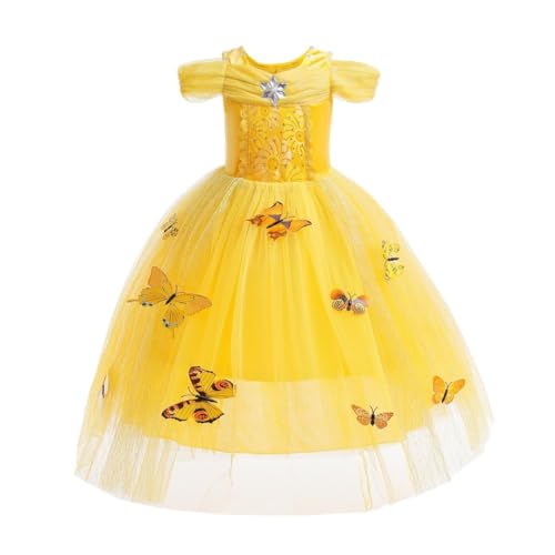 Lito Angels Prinzessin Belle Kleid für Kinder Mädchen, Die Schöne und das Biest Kostüm Verkleidung, Größe 4 Jahre 104, Gelbes von Lito Angels