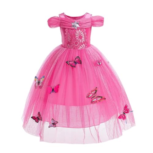 Lito Angels Prinzessin Aurora Kleid für Kinder Mädchen, Dornröschen Kostüm Prinzessinenkleid Verkleidung, Größe 3 Jahre 98, Heißes Rosa von Lito Angels