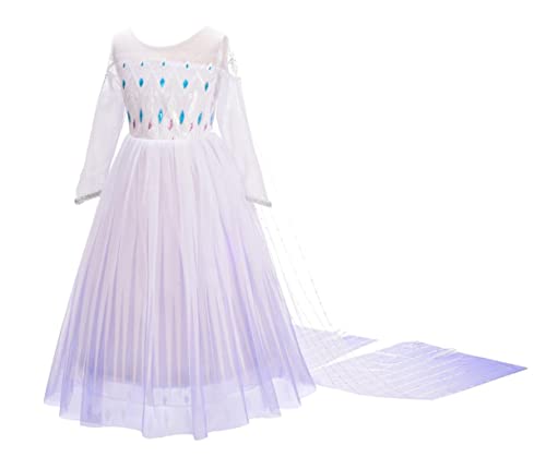 Lito Angels Kinder Mädchen Prinzessin Elsa Weißes Kleid Kostüm mit Cape, Eiskönigin 2 Verkleidung Größe 7-8 Jahre 128, 262 Lito Angels Kinder Mädchen Prinzessin Elsa Weißes Kleid Kostüm mit Cape, Eiskönigin 2 Verkleidung Größe 7-8 Jahre 128, 262 von Lito Angels