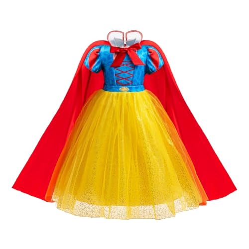 Lito Angels Mädchen Schneewittchen Prinzessin Kostüm mit rotem Umhang Alter 9-10 Jahre Kinder Märchen Outfit für Halloween, Weihnachten, Welttag des Buches & Partys von Lito Angels