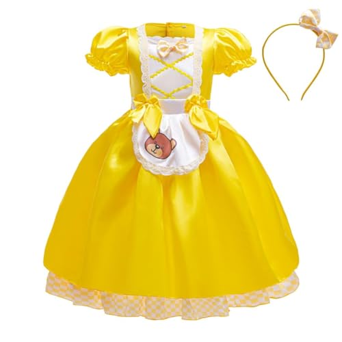 Lito Angels Mädchen und die drei Bären Kostüm Kleid Verkleidung mit Haarreif für Kleinkind Größe 2-3 Jahre 98, Gelb von Lito Angels