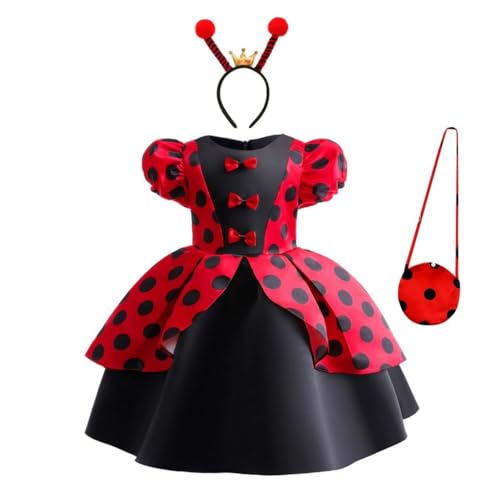 Lito Angels Marienkäfer Ladybug Kleid Kostüm Verkleidung mit Haarreif und Tasche Kleinkind Mädchen Größe 2-3 Jahre 98 (Tag-Nummer 100) von Lito Angels