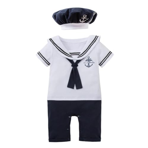 Lito Angels Matrosen Kostüm Kleidung Verkleidung Strampler mit Mütze Hut für Baby Jungen Größe 9-12 Monate 80, Weiß Lito Angels Matrosen Kostüm Kleidung Verkleidung Strampler mit Mütze Hut für Baby Jungen Größe 9-12 Monate 80, Weiß von Lito Angels