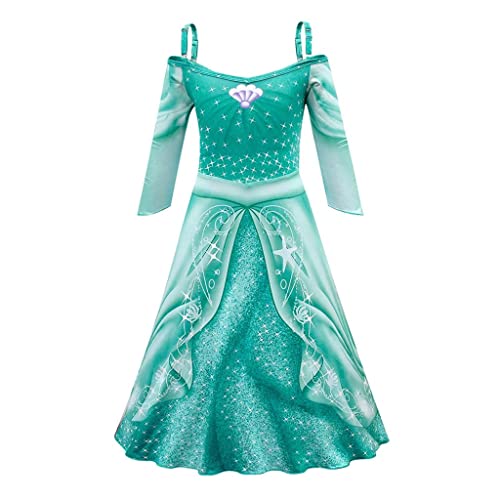 Lito Angels Meerjungfrau Prinzessin Arielle Kostüm Kleid Verkleidung für Mädchen Kinder, Größe 7-8 Jahre 128, Grün von Lito Angels