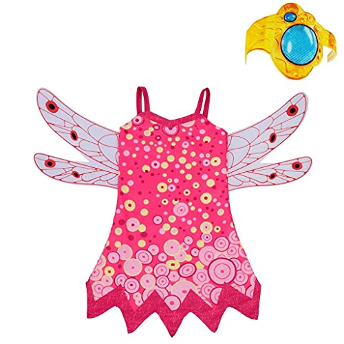 Lito Angels Mia and Me Kostüm Kleid Kinder Mädchen mit Flügel und Armreif Verkleidung Cosplay Pink Größe Gr. 5-6 Jahre 116 von Lito Angels