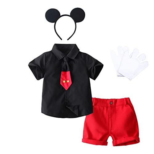 Lito Angels Mickey Mouse Kostüm Verkleidung mit Maus Ohren Haarreif und Handschuhe für Kinder Jungen Größe 5 Jahre 110 (Tag-Nummer 120) von Lito Angels