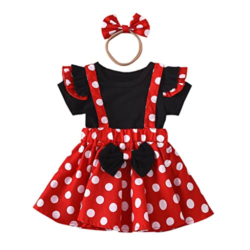 Lito Angels Minnie Mouse Kleid Kostüm Verkleidung mit Schleife Stirnband für Kleinkind Mädchen Größe 3-4 Jahre 104 von Lito Angels