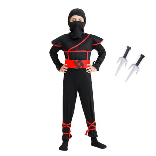 Lito Angels Ninja Kostüm Kleidung Verkleidung Set mit Maske und Zubehör für Kinder Jungen Größe 6-7 Jahre 122, Schwarz (Tag-Nummer 0M) von Lito Angels