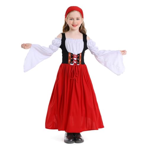 Lito Angels Oktoberfest Bayerisch Dirndl Tracht Deutsche Kleid Kostüm Verkleidung mit Kopftuch für Kinder Mädchen Größe 5-7 Jahre 116, Rot Lito Angels Oktoberfest Bayerisch Dirndl Tracht Deutsche Kleid Kostüm Verkleidung mit Kopftuch für Kinder Mädchen Größe 5-7 Jahre 116, Rot von Lito Angels