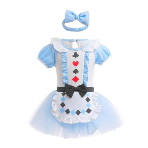 Lito Angels Prinzessin Alice im Wunderland Kostüm Kleid Verkleidung für Baby Mädchen, Body Strampler mit Stirnband Größe 12-18 Monate 86 (Tag-Nummer 95) von Lito Angels