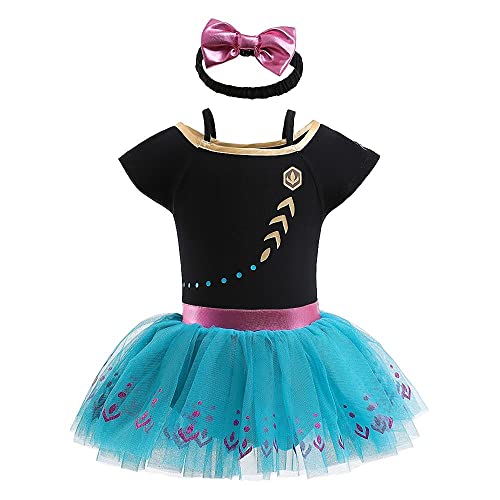 Lito Angels Prinzessin Anna Kleid mit Stirnband für Baby Mädchen, Eiskönigin Body Strampler Kostüm Verkleidung, Größe 3-6 Monate 68 von Lito Angels