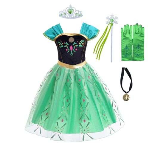 Lito Angels Prinzessin Anna Krönung Kleid Eiskönigin Kostüm mit Zubehör für Baby Mädchen, Größe 9-12 Monate 74, Grün von Lito Angels