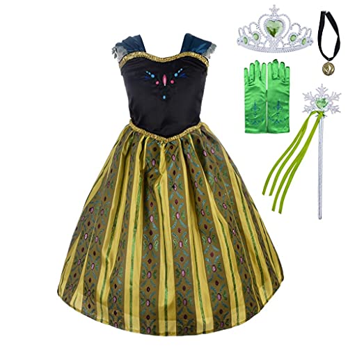 Lito Angels Prinzessin Anna Krönung Kleid Kostüm mit Zubehör für Kinder Mädchen, Größe 10-11 Jahre 146, Grün von Lito Angels